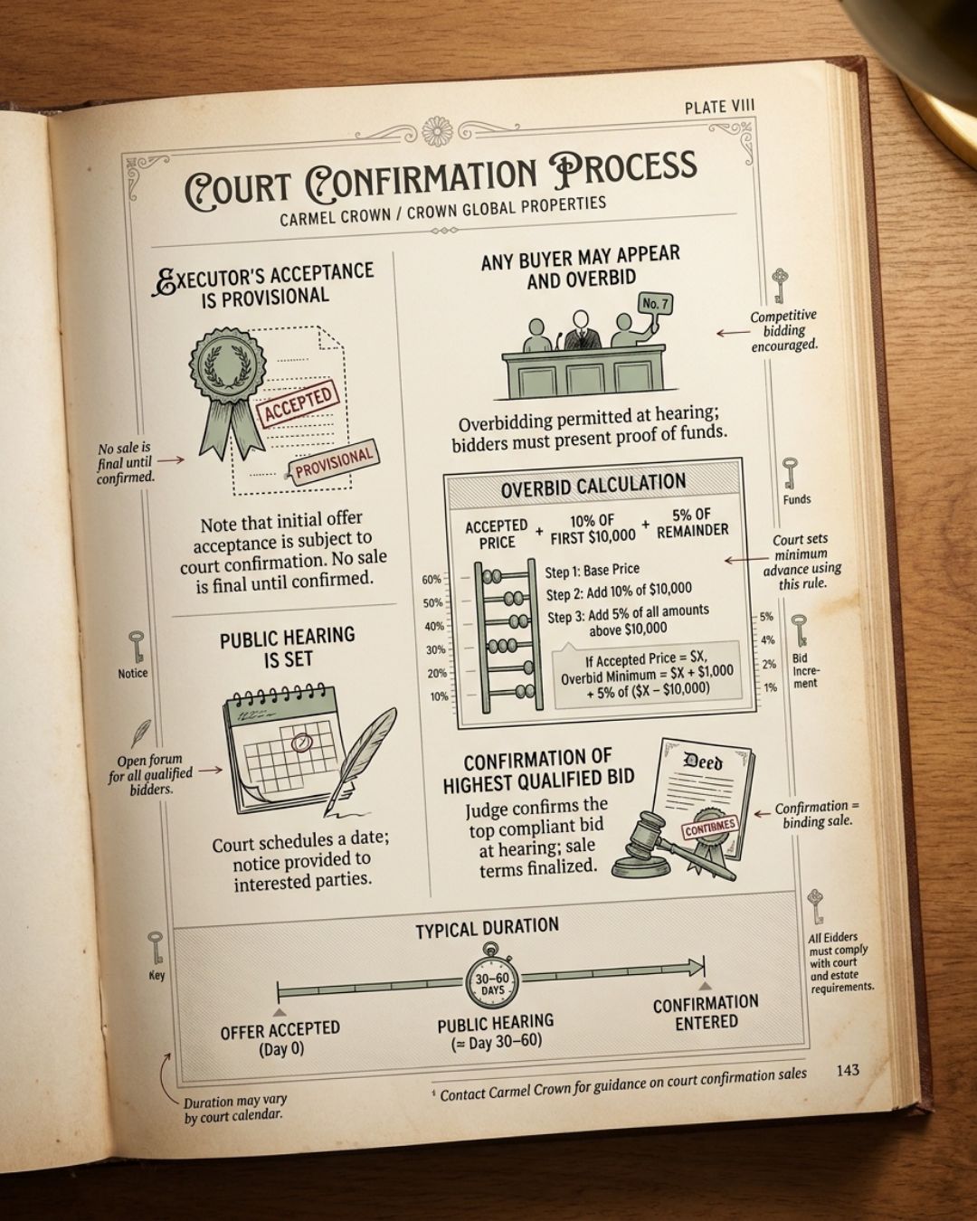 California probate court confirmation process and overbidding hearing