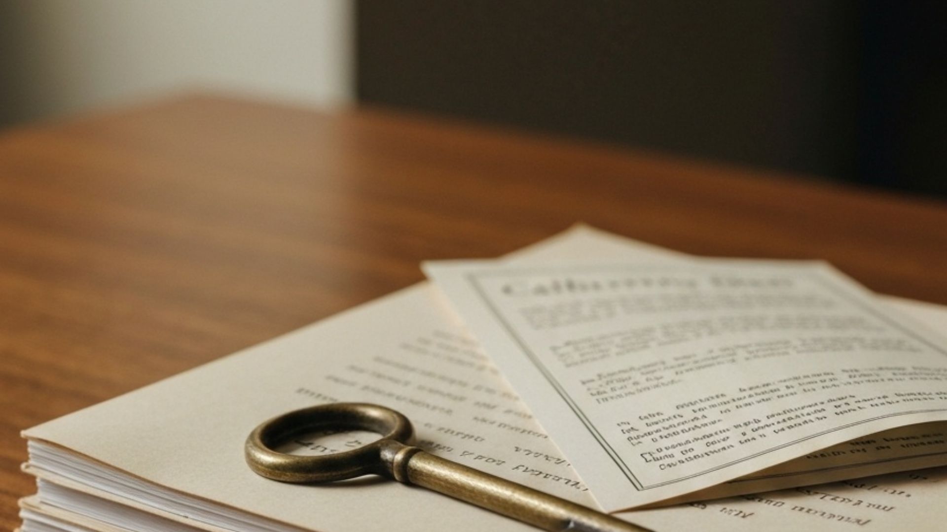 Estate documents and a house key, representing the executor's first steps with an inherited California property